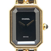 シャネル プルミエール 腕時計 サイズ:L H0001 クオーツ ブラック文字盤 ステンレススチール レザー レディース CHANEL 【中古】